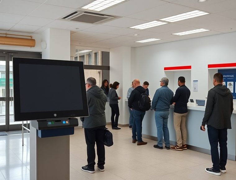 Antes — Terminal fuera de servicio en horario de alta demanda: la espera se traslada a la caja.